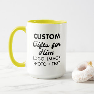 Custom Gifts for Him Yellow Combo Mug 15oz.