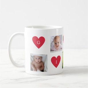 Custom Gigi 5 Photos Collage Hearts Grandmother Coffee Mug