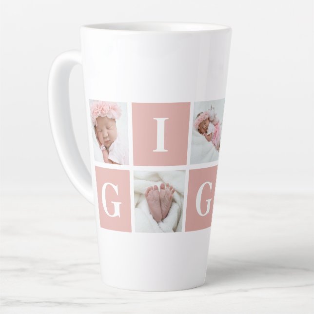 Custom Gigi Grandmother 5 Photo Collage Latte Mug (Left Angle)