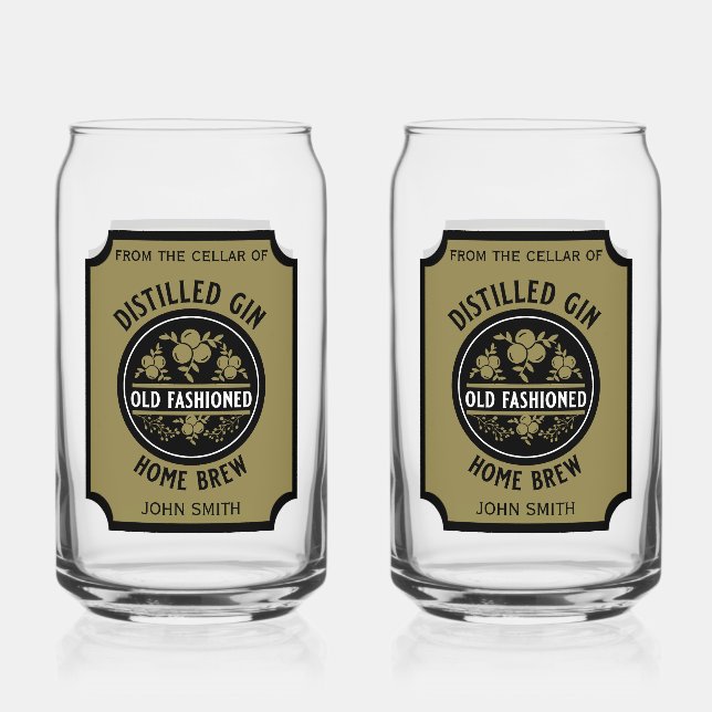 Custom Gin Bottle Can Glass (Front)