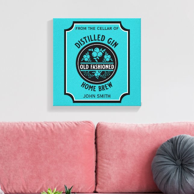 Custom Gin Bottle Canvas Print (Insitu(LivingRoom))