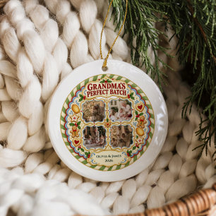 Custom Gingerbread Grandma’s Perfect Batch Photos Ceramic Tree Decoration