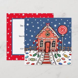 Custom Gingerbread House Christmas Invitation
