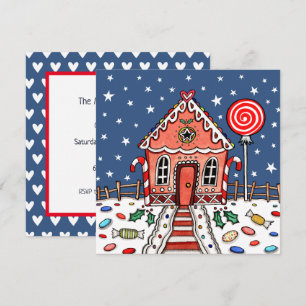 Custom Gingerbread House Christmas Invitation
