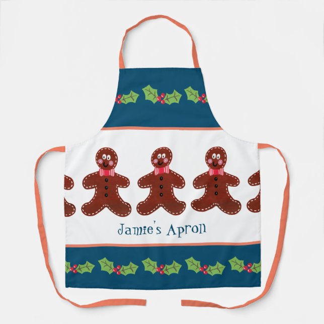 Custom Gingerbread Man Christmas Apron (Front)
