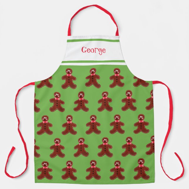 Custom Gingerbread Man Christmas Apron (Front)