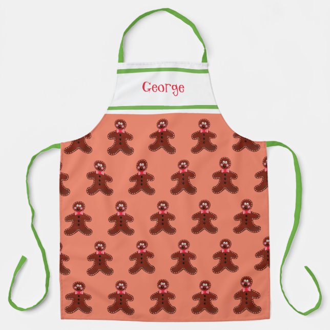 Custom Gingerbread Man Christmas Apron (Front)