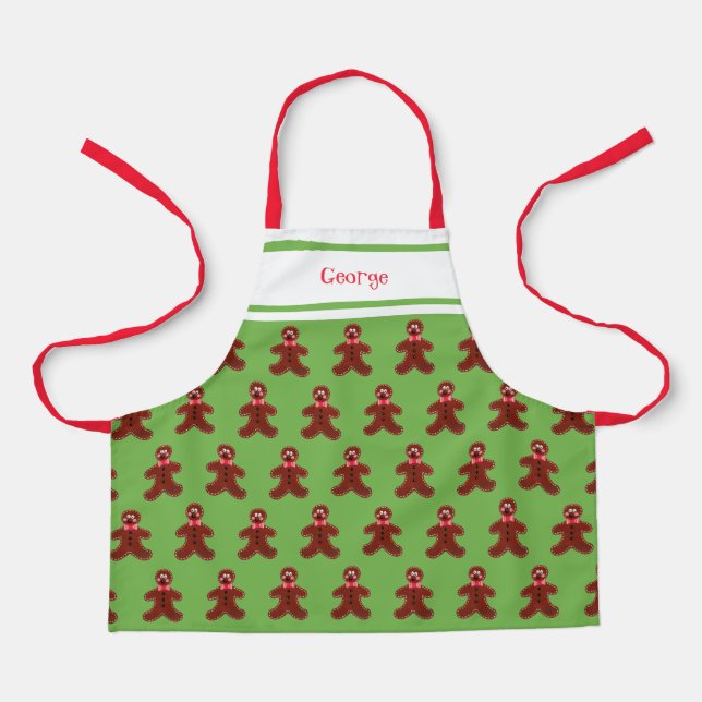 Custom Gingerbread Man Christmas Apron (Front)