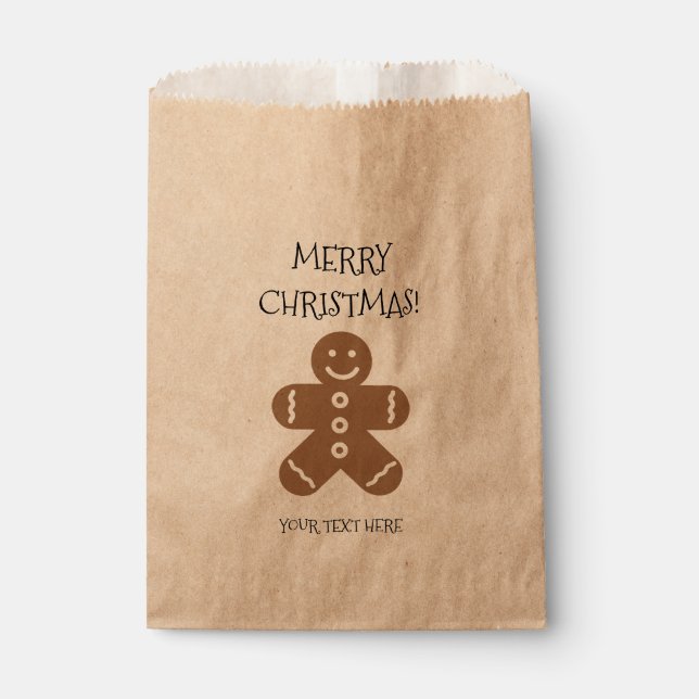 Custom gingerbread man Christmas party favour bags (Front)