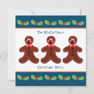 Custom Gingerbread Man Christmas Party Invitation