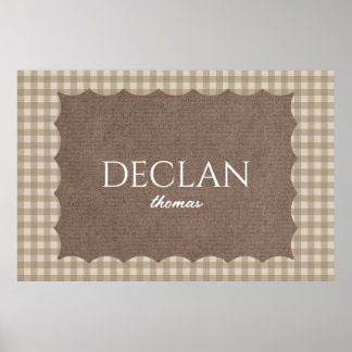 Custom Gingham Name Sign Custom Baby Name Poster
