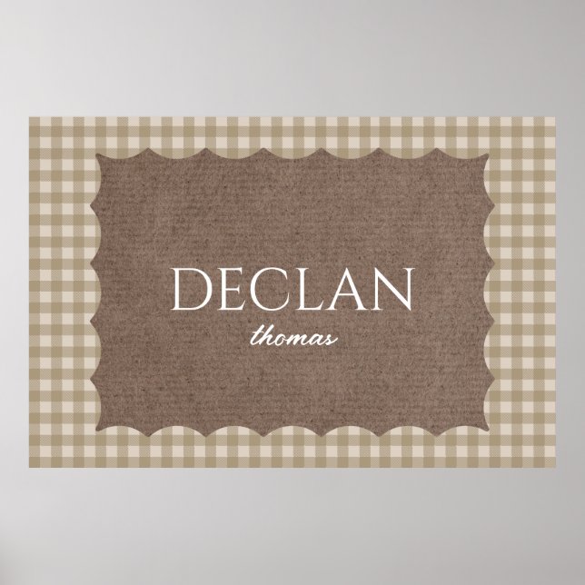 Custom Gingham Name Sign Custom Baby Name  Poster (Front)