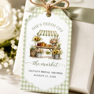 Custom Gingham She's Fresh Off The Market Gift Tags