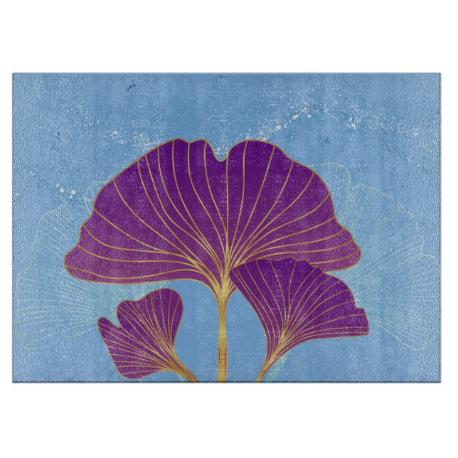 Custom Ginkgo Leaf Glass Cutting Board (Front)