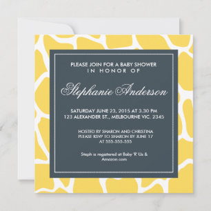 Custom giraffe baby shower invite