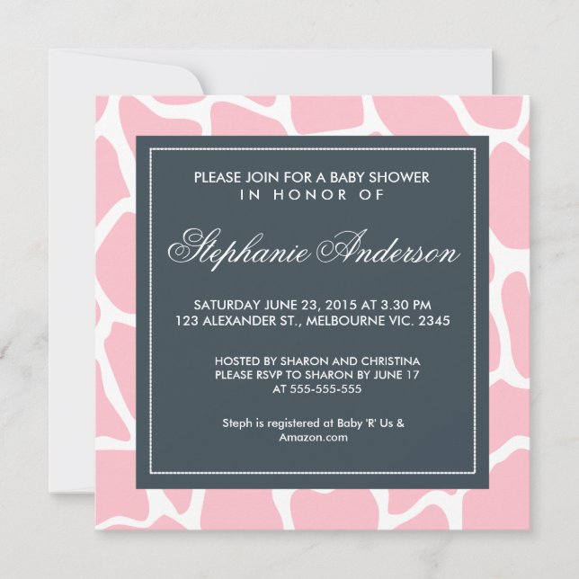 Custom giraffe baby shower invite (Front)