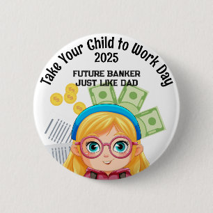 Custom Girl Accountant Take Your Child to Work Day 6 Cm Round Badge