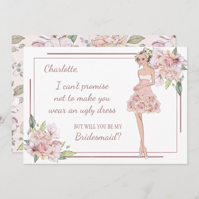 Custom Girl Bridesmaid Proposal Card (Front/Back)