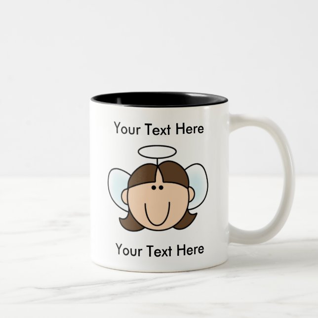 Custom Girl Brown Angel Mug - Customisable (Right)