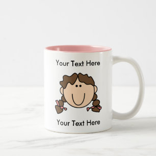 Custom Girl Brown Braids Mug - Customisable