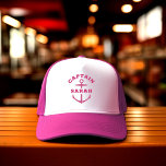 Custom Girl Captain Boat Nautical Anchor Pink Hat<br><div class="desc">Custom girl boat hat with a hot pink nautical anchor reading CAPTAIN and your personalised name. Great gift for a girls boating trip,  your own sailboat,  yacht,  boat crew,  bridal shower.</div>