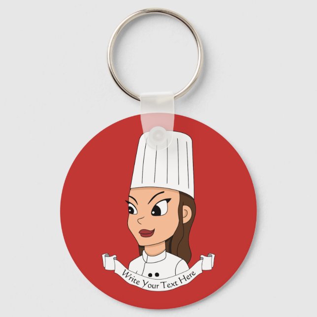 Custom girl chef key ring (Front)