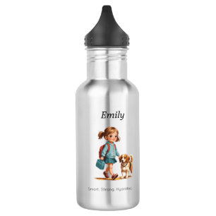 Custom Girl & Dog School Bottle