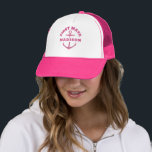 Custom Girl First Mate Boat Anchor Pink Hat<br><div class="desc">Custom girl boat hat with a hot pink nautical anchor reading FIRST MATE and your personalised name. Great gift for a girls boating trip,  your own sailboat,  yacht,  boat crew,  bridal shower.</div>