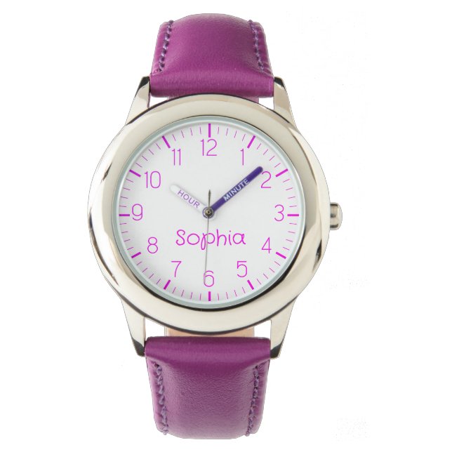 Custom Girl Name Purple Kids Watch (Front)