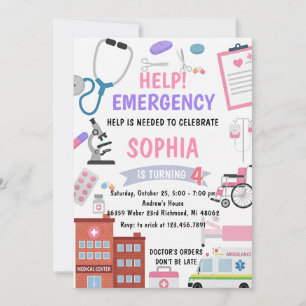 Custom Girl Nurse Doctor Pretend Birthday  Invitation