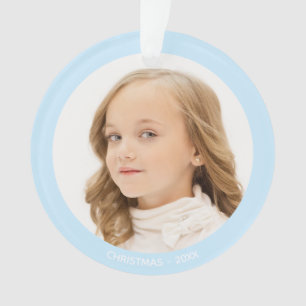 Custom Girl Photo on Light Blue Ornament