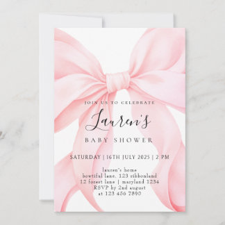 Custom Girl Pink Bow Invitation