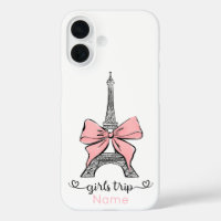 Custom Girl Trip Eiffel Tower & Pink Bow