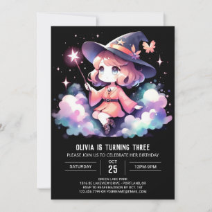 Custom Girl Wizard Birthday Invitation