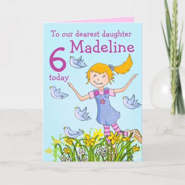 Custom girl's birthday card "spring’s in the air" (Front)