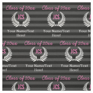 Custom Girls Graduation Party Black Pink Monogram Fabric