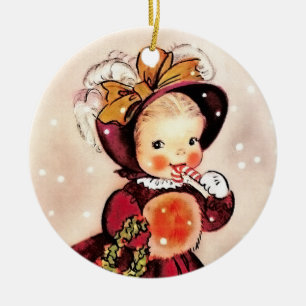 Custom Girl's Name Christmas Ceramic Ornaments