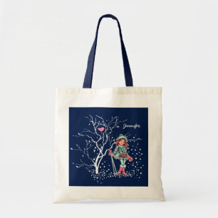 Custom Girl's Name Christmas Gift Tote Bags