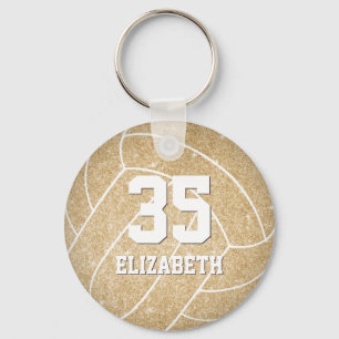 custom girl's name gold volleyball backpack tag key ring