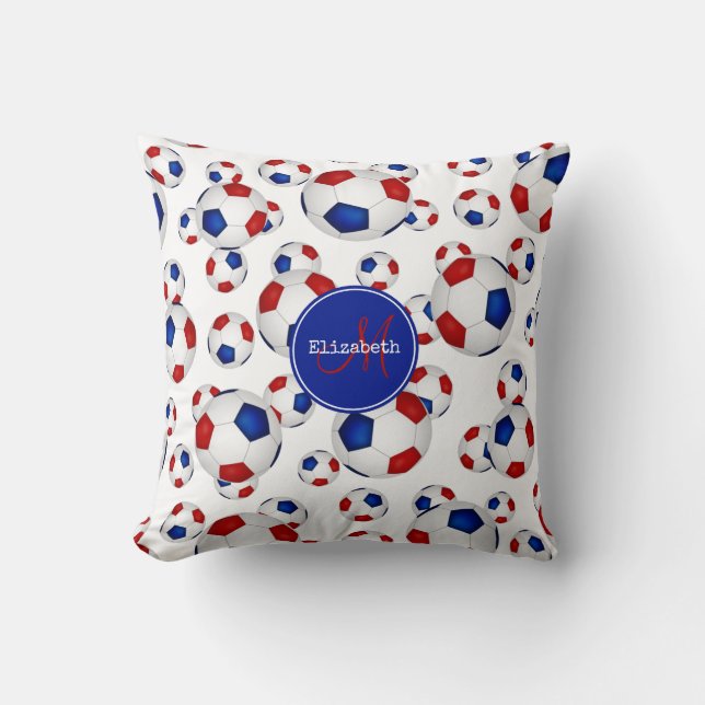 custom girls' soccer red white and blue cushion (Front)