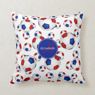 custom girls' soccer red white and blue cushion