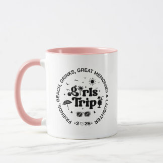 Custom Girls Trip Beach Drinks Sun Palm Tree Mug