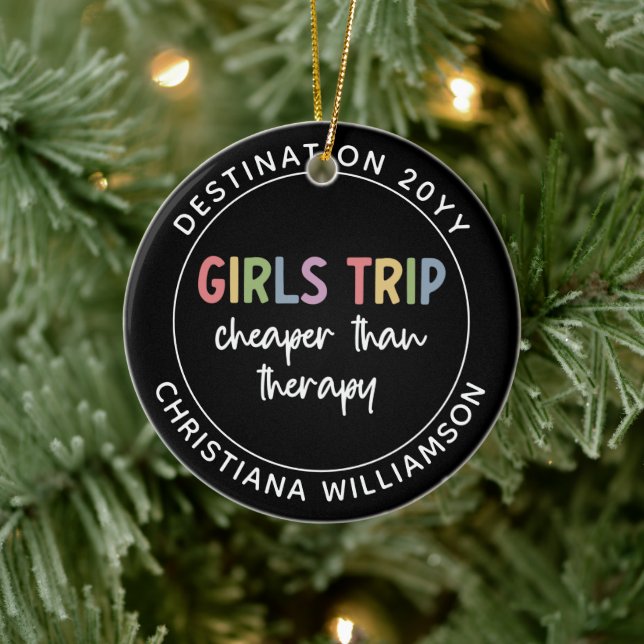 Custom Girls Trip Cheaper Than Therapy Girls Vacay Ceramic Tree Decoration (Tree)