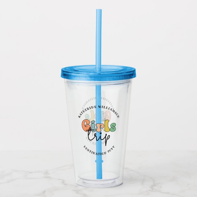 Custom Girls Trip | Cute Girls weekend vacation Acrylic Tumbler (Front)