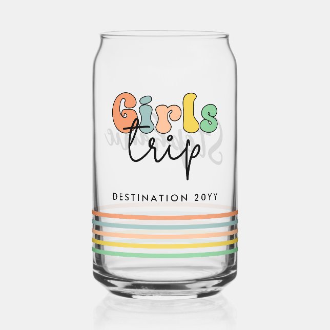 Custom Girls Trip | Cute Girls weekend vacation Can Glass (Front)