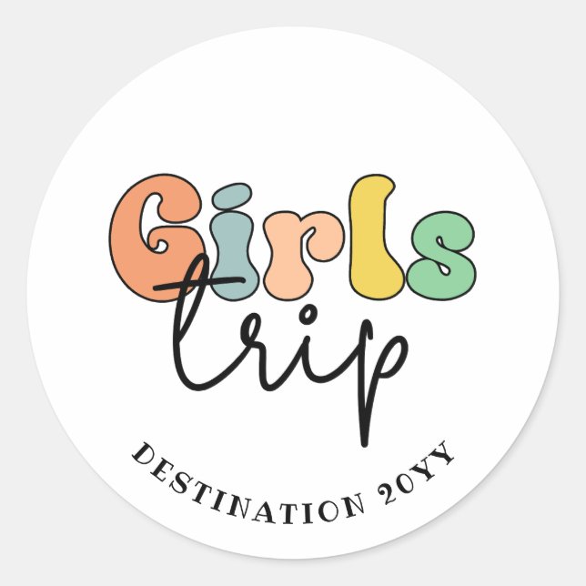 Custom Girls Trip | Cute Girls weekend vacation Classic Round Sticker (Front)