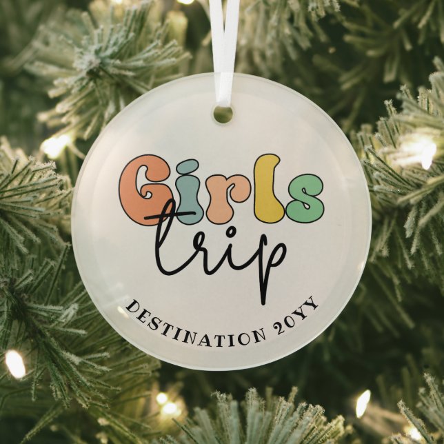 Custom Girls Trip | Cute Girls weekend vacation Glass Tree Decoration (Insitu)