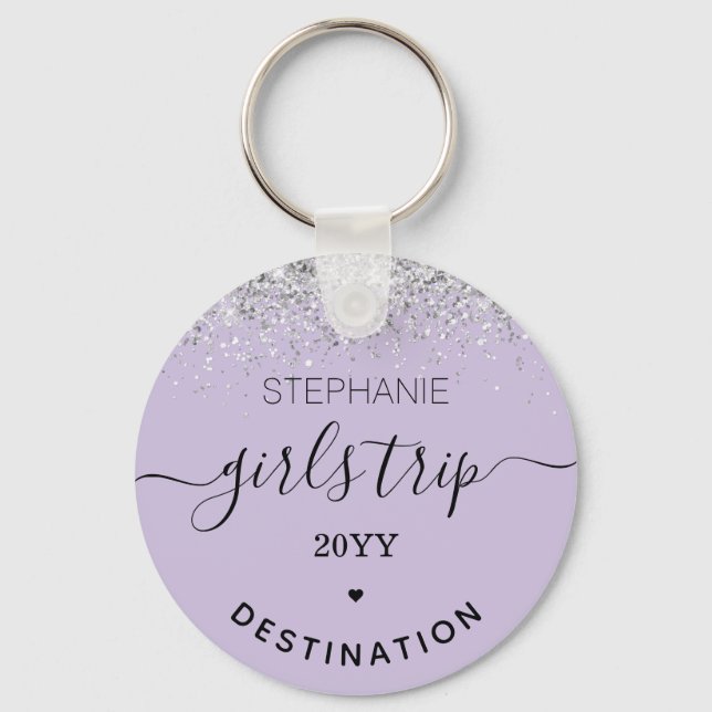 Custom Girls Trip | Girls Weekend Glitter Confetti Key Ring (Front)