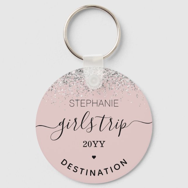 Custom Girls Trip | Girls Weekend Glitter Confetti Key Ring (Front)