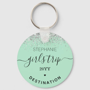 Custom Girls Trip   Girls Weekend Glitter Confetti Key Ring